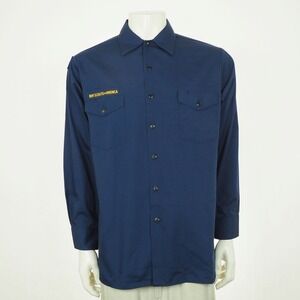 New Boy Scouts of America Uniform Shirt Youth Boys 2XL XXL Blue USA Flag Camp